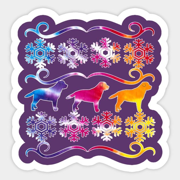 Rainbow Labrador Ugly Christmas Sweater Design Sticker by artbyomega